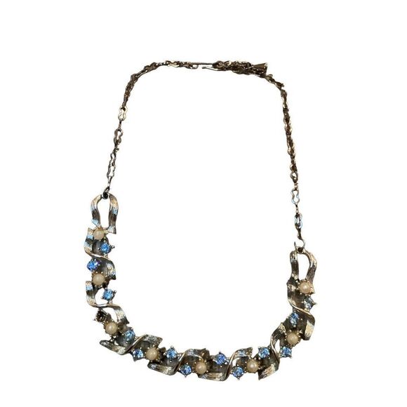 Silver and Blue Tone Matching Bracelet Necklace Set Glam - Picture 5 of 6